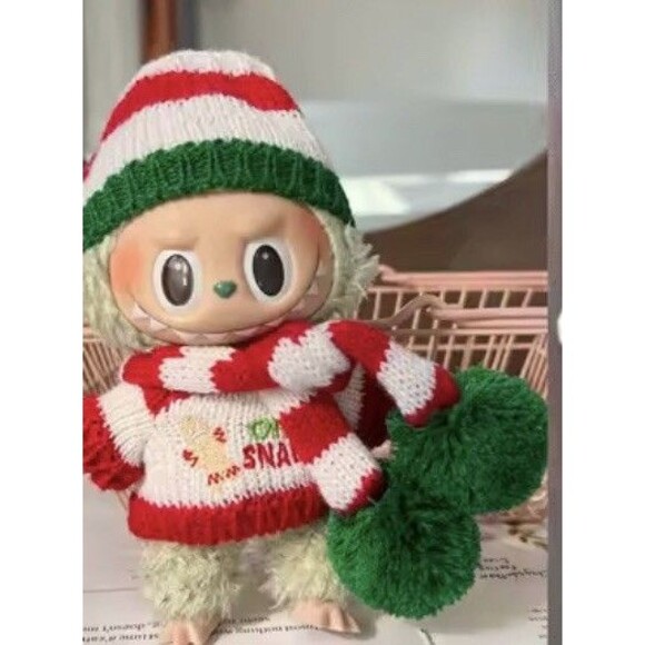 Labubu Clothes the monsters Christmas Gingerbread outfit  set No Doll Hat Scarf - Picture 1 of 5